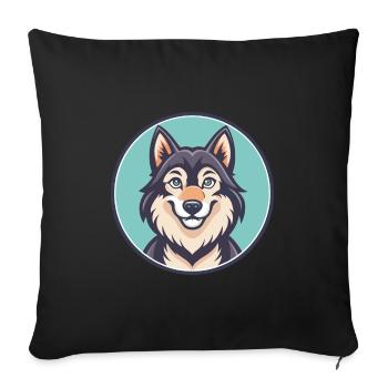 Saarloos Wolfdog Hunderasse Cartoon Kawaii Clipart - Sofakissenbezug 45 x 45 cm - Schwarz - Vorne