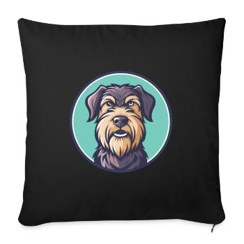 Terrier russe chien race dessin animé Kawaii Clipart - Housse de coussin décorative 45 x 45 cm - noir - Devant