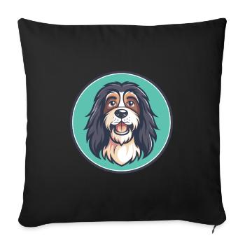 Schapendoes Chien Race Drôle Dessin animé Kawaii Clipart - Housse de coussin décorative 45 x 45 cm - noir - Devant
