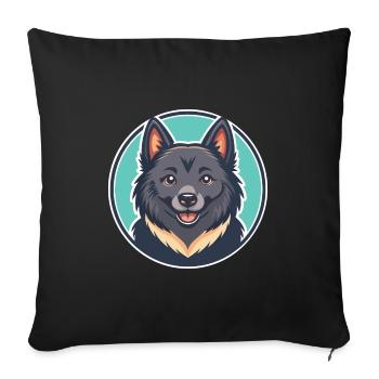 Schipperke Chien Race Dessin animé Kawaii Clipart Animal - Housse de coussin décorative 45 x 45 cm - noir - Devant