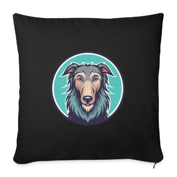 Scottish Deerhound Dog Breed Cartoon Kawaii - Sofa pillowcase 17,3'' x 17,3'' (45 x 45 cm) - black - Front