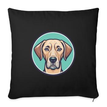 Rhodesian Ridgeback Chien Race Drôle Dessin Animé Kawaii - Housse de coussin décorative 45 x 45 cm - noir - Devant