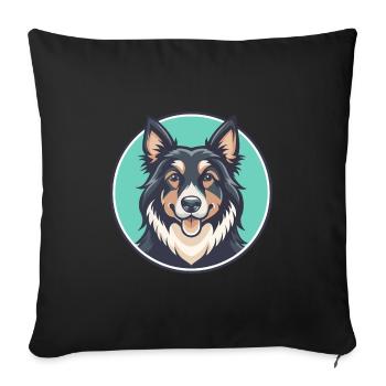 Romanian Raven Shepherd Dog Breed Cartoon Kawaii - Sofa pillowcase 17,3'' x 17,3'' (45 x 45 cm) - black - Front