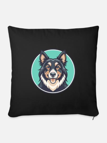 Rumänischer Rabe Schäferhund Hunderasse Karikatur Kawaii - Sofakissenbezug 45 x 45 cm - Schwarz