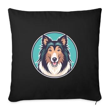 Rough Collie Chien Race Dessin animé Kawaii Clipart Animal de compagnie - Housse de coussin décorative 45 x 45 cm - noir - Devant