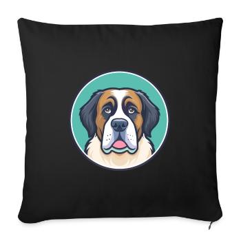Saint Bernard Dog Breed Cartoon Kawaii Clipart Pet - Sofa pillowcase 17,3'' x 17,3'' (45 x 45 cm) - black - Front