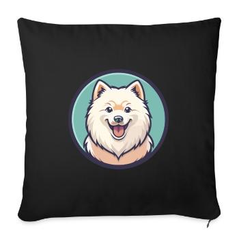 Samoyède Chien Race Dessin Animé Personnage Kawaii Clipart - Housse de coussin décorative 45 x 45 cm - noir - Devant