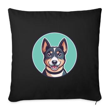 Sapsali Dog Breed Cartoon Character Kawaii Clipart - Sofa pillowcase 17,3'' x 17,3'' (45 x 45 cm) - black - Front