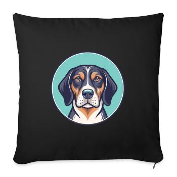 Schweizerischer Niederlaufhund Hunderasse Karikatur - Sofakissenbezug 45 x 45 cm - Schwarz - Vorne