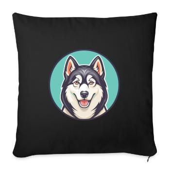 Husky sibérien chien race dessin animé Kawaii Clipart - Housse de coussin décorative 45 x 45 cm - noir - Devant