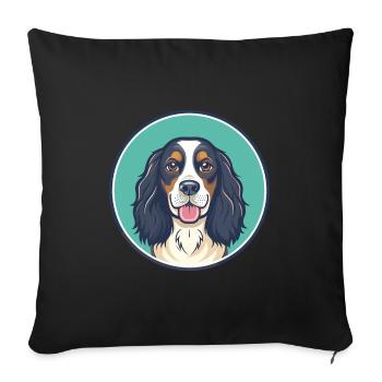 Russian Spaniel Dog Breed Cartoon Kawaii Clipart - Sofa pillowcase 17,3'' x 17,3'' (45 x 45 cm) - black - Front