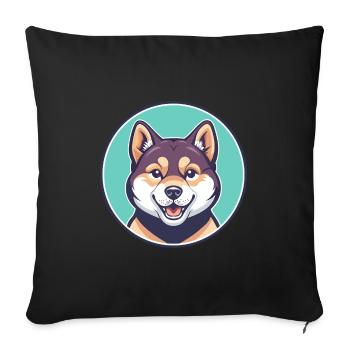 Shikoku Dog Breed Cartoon Character Kawaii Clipart - Sofa pillowcase 17,3'' x 17,3'' (45 x 45 cm) - black - Front