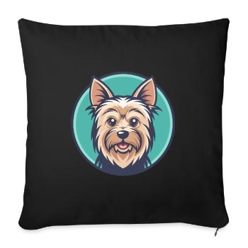 Silky Terrier Hund Rasse Cartoon Kawaii Clipart Haustier - Sofakissenbezug 45 x 45 cm - Schwarz - Vorne
