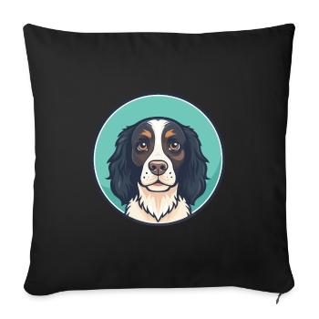 Petit Munsterlander Chien Race Drôle Dessin Animé Kawaii - Housse de coussin décorative 45 x 45 cm - noir - Devant