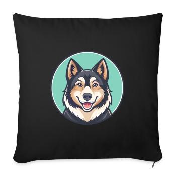 Sibérien Laïka Chien Race Dessin animé Kawaii Clipart - Housse de coussin décorative 45 x 45 cm - noir - Devant
