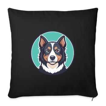 Slovensky Cuvac chien race dessin animé Kawaii Clipart - Housse de coussin décorative 45 x 45 cm - noir - Devant