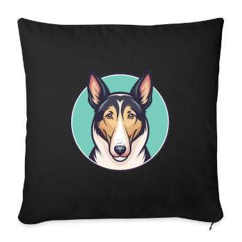 Smooth Collie Dog Breed Cartoon Kawaii Clipart Pet - Sofa pillowcase 17,3'' x 17,3'' (45 x 45 cm) - black - Front