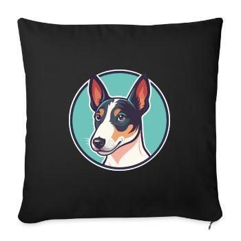 Renard Terrier Lisse Race Chien Dessin Animé Kawaii - Housse de coussin décorative 45 x 45 cm - noir - Devant