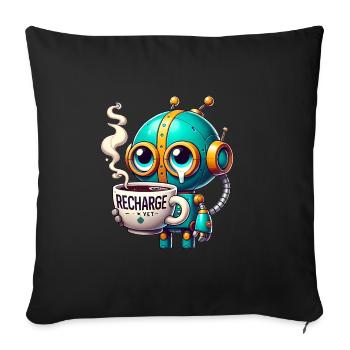 Mode de recharge du robot CoffeeFueled - Housse de coussin décorative 45 x 45 cm - noir - Devant