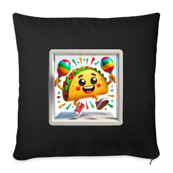 Dancing Taco with Maracas Fun Design - Sofa pillowcase 17,3'' x 17,3'' (45 x 45 cm) - black - Front