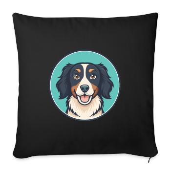 Stabyhoun Chien Race Dessin animé Kawaii Clipart Animal - Housse de coussin décorative 45 x 45 cm - noir - Devant