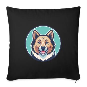 Tang Dog Breed Cartoon Kawaii Clipart Illustration - Sofa pillowcase 17,3'' x 17,3'' (45 x 45 cm) - black - Front