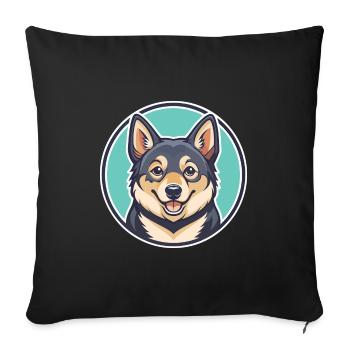 Suédois Vallhund Chien Race Dessin animé Kawaii Clipart - Housse de coussin décorative 45 x 45 cm - noir - Devant