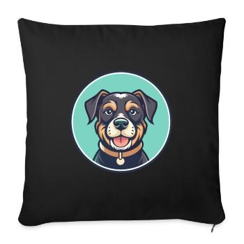 Tyroler Bracke Chien Race Dessin animé Kawaii Clipart - Housse de coussin décorative 45 x 45 cm - noir - Devant