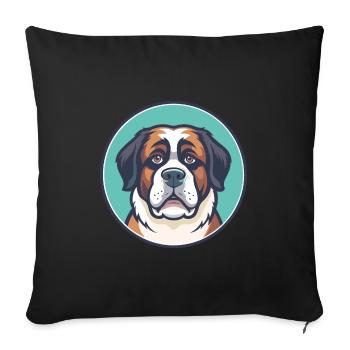 St Bernard Chien Race Dessin Animé Kawaii Clipart Animal - Housse de coussin décorative 45 x 45 cm - noir - Devant