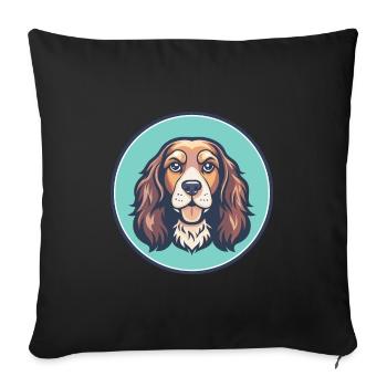 Sussex Spaniel Dog Breed Cartoon Kawaii Clipart - Sofa pillowcase 17,3'' x 17,3'' (45 x 45 cm) - black - Front