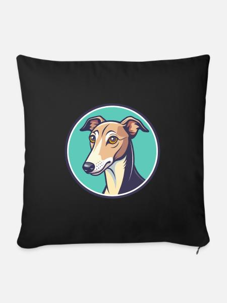Whippet Hund Rasse Cartoon Figur Kawaii Clipart - Sofakissenbezug 45 x 45 cm - Schwarz