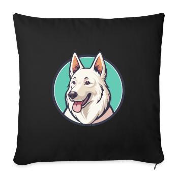 Berger Suisse Blanc Chien Race Dessin Animé Kawaii Pet - Housse de coussin décorative 45 x 45 cm - noir - Devant