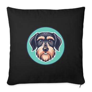 Wirehaired Dachshund Dog Breed Cartoon Kawaii Pet - Sofa pillowcase 17,3'' x 17,3'' (45 x 45 cm) - black - Front