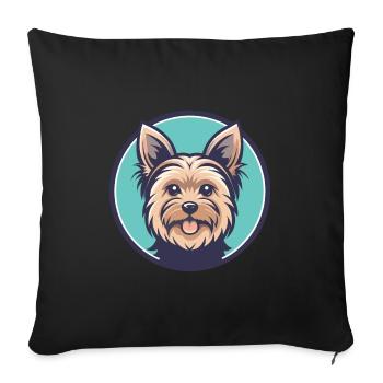 Yorkshire Terrier Dog Breed Cartoon Kawaii Clipart - Sofa pillowcase 17,3'' x 17,3'' (45 x 45 cm) - black - Front