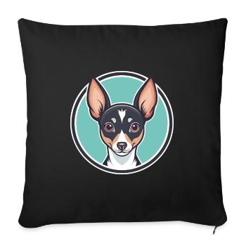 Jouet Fox Terrier Chien Race Dessin animé Kawaii Clipart - Housse de coussin décorative 45 x 45 cm - noir - Devant
