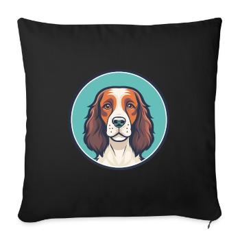 Welsh Springer Spaniel Dog Breed Cartoon Kawaii - Sofa pillowcase 17,3'' x 17,3'' (45 x 45 cm) - black - Front