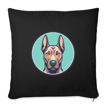 Thai Ridgeback Chien Race Dessin animé Kawaii Clipart - Housse de coussin décorative 45 x 45 cm - noir - Devant