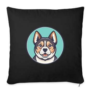 Thai Bangkaew Dog Breed Cartoon Kawaii Clipart Pet - Sofa pillowcase 17,3'' x 17,3'' (45 x 45 cm) - black - Front