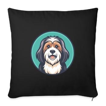 Tibetan Terrier Dog Breed Cartoon Kawaii Clipart - Sofa pillowcase 17,3'' x 17,3'' (45 x 45 cm) - black - Front