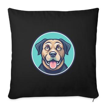 Tosa race de chien dessin animé Kawaii Clipart Illustration - Housse de coussin décorative 45 x 45 cm - noir - Devant