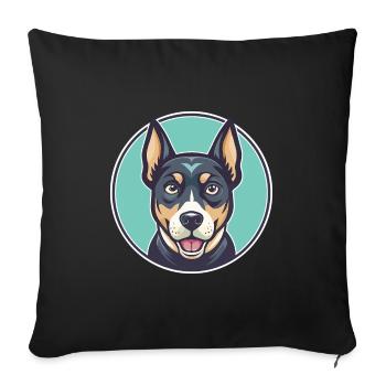 Treeing Cur Dog Breed Funny Cartoon Kawaii Clipart - Sofa pillowcase 17,3'' x 17,3'' (45 x 45 cm) - black - Front