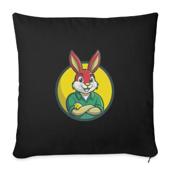Lapin Mignon Kawaii Dessin animé Clipart Animal de compagnie - Housse de coussin décorative 45 x 45 cm - noir - Devant