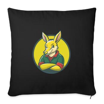 Aardvark Mignon Kawaii Dessin animé Clipart Animal de compagnie - Housse de coussin décorative 45 x 45 cm - noir - Devant