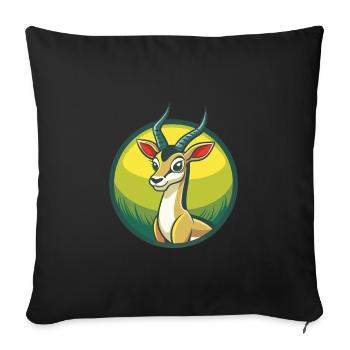 Antelope Cute Kawaii Cartoon Clipart Pet Animal - Sofa pillowcase 17,3'' x 17,3'' (45 x 45 cm) - black - Front