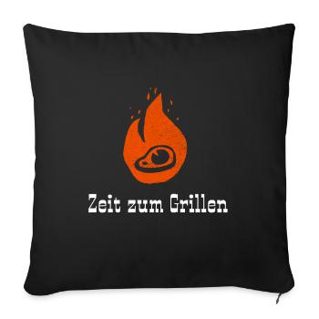 Zeit zum Grillen - Sofakissenbezug 45 x 45 cm - Schwarz - Vorne