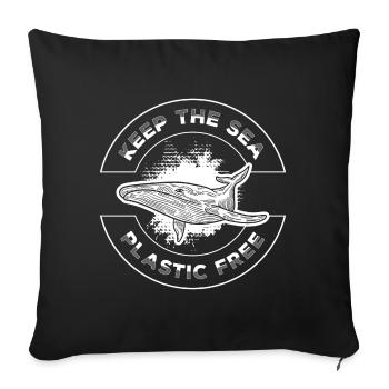 Whale Water Blue Whale Diver - Sofa pillowcase 17,3'' x 17,3'' (45 x 45 cm) - black - Front