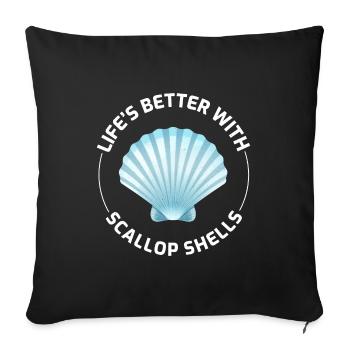 Pétoncles Coquillages Collector Beachcomber Crustacés - Housse de coussin décorative 45 x 45 cm - noir - Devant