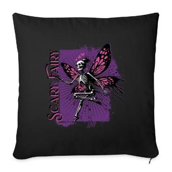 Scary Fairy Skull // Totenkopf Fee FS0244 - Sofa pillowcase 17,3'' x 17,3'' (45 x 45 cm) - black - Front