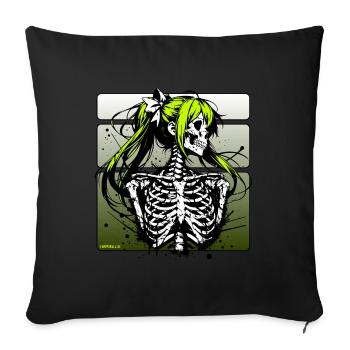 Anime Skull Girl // Totenkopf Mädchen FS0246 - Sofa pillowcase 17,3'' x 17,3'' (45 x 45 cm) - black - Front