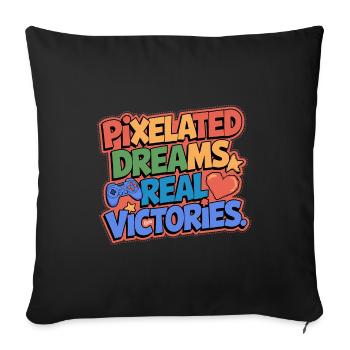 RÊVES PIXÉLISÉS, VRAIES VICTOIRES, JEUX - Housse de coussin décorative 45 x 45 cm - noir - Devant